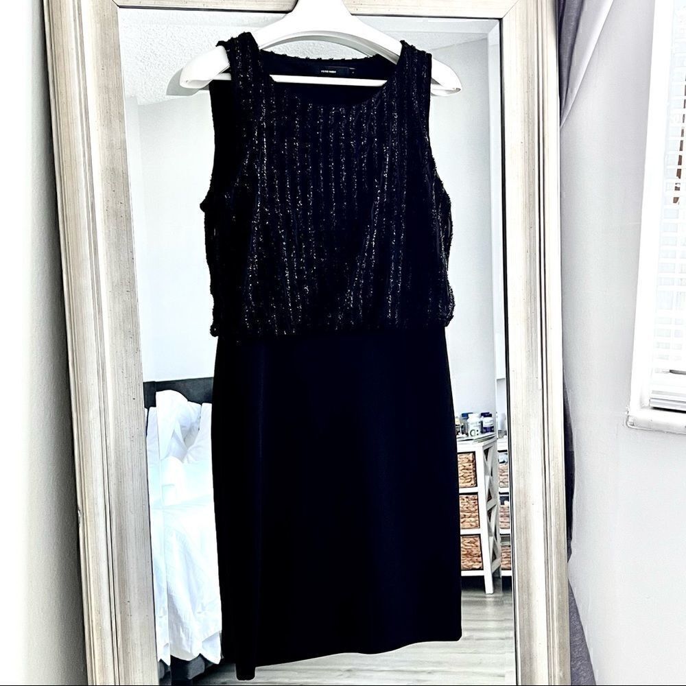 Vero Moda Black Metallic Knit Bodice Sleeveless Midi Dress Size M